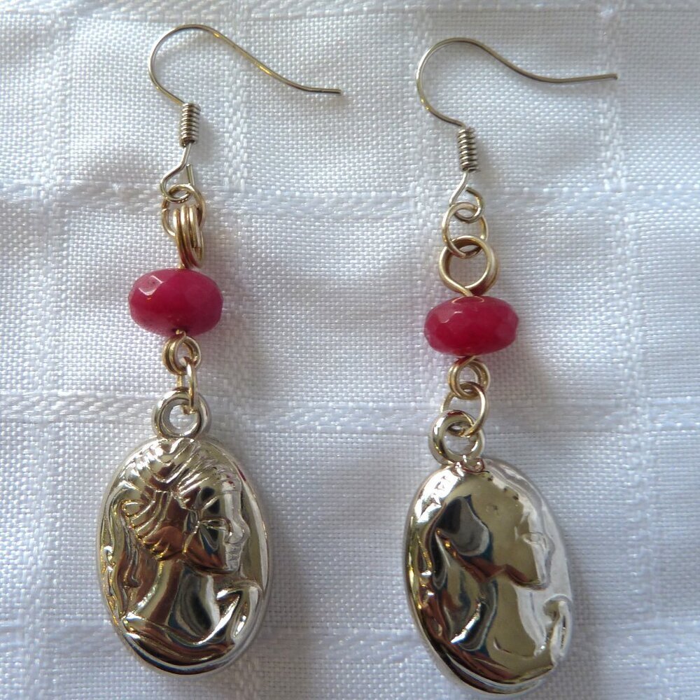 No 984 Handmade earrings with acrylic charms and polished stones